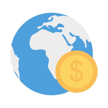 Doları para düz simgesi beyaz arka plan, vektör, illüstrasyon izole toprakla