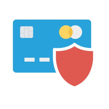 kalkan düz simgesi beyaz arka plan, vektör, illüstrasyon izole kart ödeme