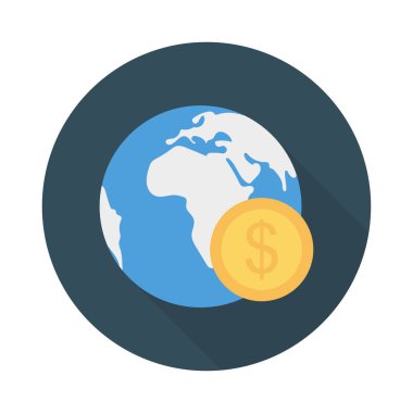 Doları para düz simgesi beyaz arka plan, vektör, illüstrasyon izole toprakla