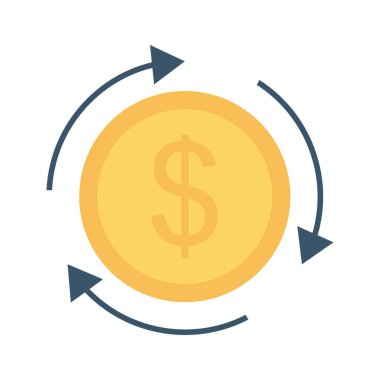 Doları para transferi oklar düz simgesi beyaz arka plan, vektör, illüstrasyon izole değişimi