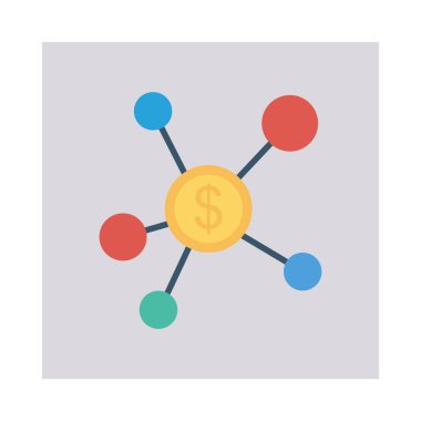 Beyaz arka plan, vektör, illüstrasyon izole Doları para düz simgesi olan ağ bağlantısı