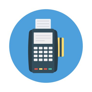 Kartı Swipe makine düz simgesi izole beyaz arka plan, vektör, illüstrasyon, kavram