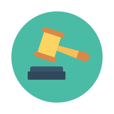 Açık artırma çekiç düz simgesi izole beyaz arka plan, vektör, illüstrasyon, kavram