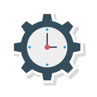 Beyaz arka plan, vektör, illüstrasyon izole vites düz simgesi ile saat