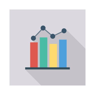 Analitik grafik düz simgesi beyaz arka plan, vektör, illüstrasyon izole