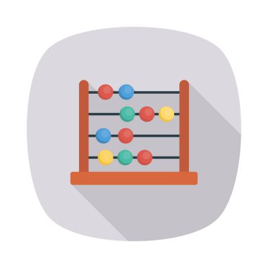 Abaküs düz simgesi izole beyaz arka plan, vektör, illüstrasyon, hesaplama kavramı 