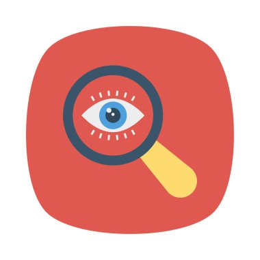 Büyüteç'i göz düz simgesini izole beyaz arka plan, vektör, illüstrasyon, arama kavramı ile 