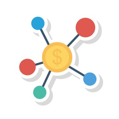 Beyaz arka plan, vektör, illüstrasyon izole Doları para düz simgesi olan ağ bağlantısı