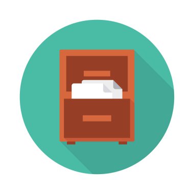 Arşiv çekmece düz simgesi beyaz arka plan, vektör, illüstrasyon izole belgede