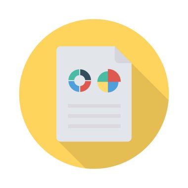 rapor Belge grafikler düz simgesi beyaz arka plan, vektör, illüstrasyon izole