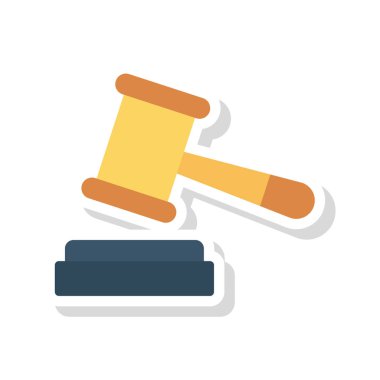 Açık artırma çekiç düz simgesi izole beyaz arka plan, vektör, illüstrasyon, kavram