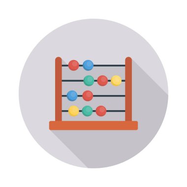 Abaküs düz simgesi izole beyaz arka plan, vektör, illüstrasyon, hesaplama kavramı 