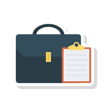 Beyaz arka plan, vektör, illüstrasyon izole Pano düz simgesi olan evrak çantası 