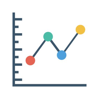 Analitik grafik düz simgesi beyaz arka plan, vektör, illüstrasyon izole