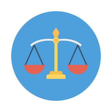 Adalet ölçekler düz simgesi beyaz arka plan, vektör, illüstrasyon izole