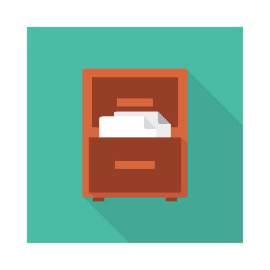 Arşiv çekmece düz simgesi beyaz arka plan, vektör, illüstrasyon izole belgede