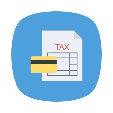 ödeme kartı düz simgesi beyaz arka plan, vektör, illüstrasyon izole olan vergi 