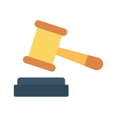 Açık artırma çekiç düz simgesi izole beyaz arka plan, vektör, illüstrasyon, kavram