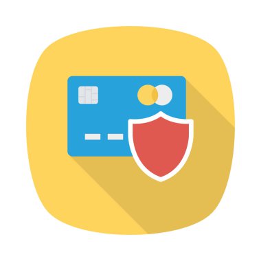 kalkan düz simgesi beyaz arka plan, vektör, illüstrasyon izole kart ödeme