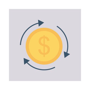 Doları para transferi oklar düz simgesi beyaz arka plan, vektör, illüstrasyon izole değişimi