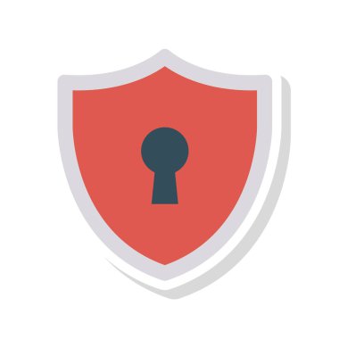 kalkan düz simgesi beyaz arka plan, vektör, illüstrasyon, özel izole koruma kavramı 