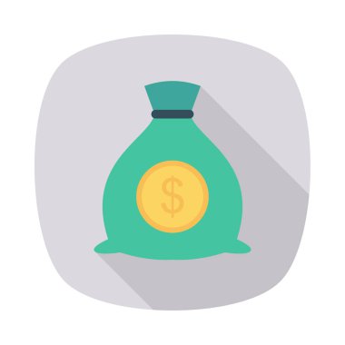 para çantasını doları sembolü düz simgesi beyaz arka plan, vektör, illüstrasyon izole