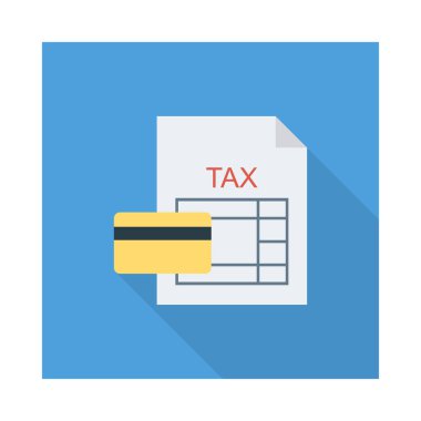 ödeme kartı düz simgesi beyaz arka plan, vektör, illüstrasyon izole olan vergi 