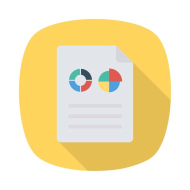 rapor Belge grafikler düz simgesi beyaz arka plan, vektör, illüstrasyon izole