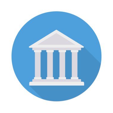 banka düz simgesi izole beyaz arka plan, vektör, illüstrasyon, ekonomi kavramı 