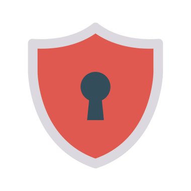 kalkan düz simgesi beyaz arka plan, vektör, illüstrasyon, özel izole koruma kavramı 