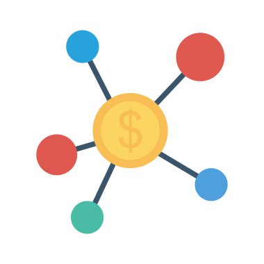 Beyaz arka plan, vektör, illüstrasyon izole Doları para düz simgesi olan ağ bağlantısı