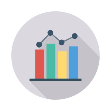 Analitik grafik düz simgesi beyaz arka plan, vektör, illüstrasyon izole
