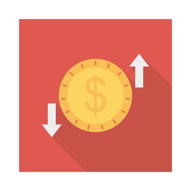 Doları para transferi oklar düz simgesi beyaz arka plan, vektör, illüstrasyon izole değişimi