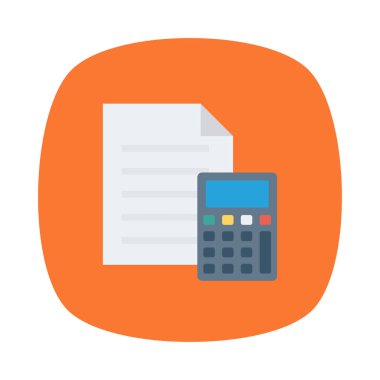 hesap makinesi ile izole beyaz arka plan, vektör, illüstrasyon, ekonomi kavramı üzerinde belge düz simgesi  