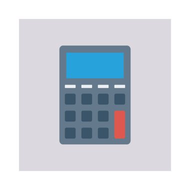 hesap makinesi düz simgesi beyaz arka plan, vektör, illüstrasyon izole