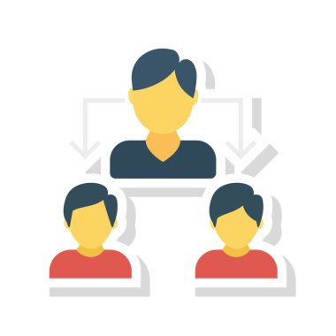 Patronla çalışanlar avatarlar düz simgesi beyaz arka plan, vektör, illüstrasyon izole 