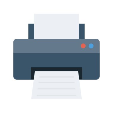 Yazıcı düz simgesi beyaz arka plan, vektör, illüstrasyon izole