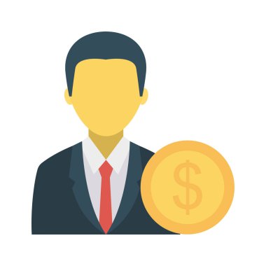 Beyaz arka plan, vektör, illüstrasyon izole Doları para düz simgesi ile çalışan