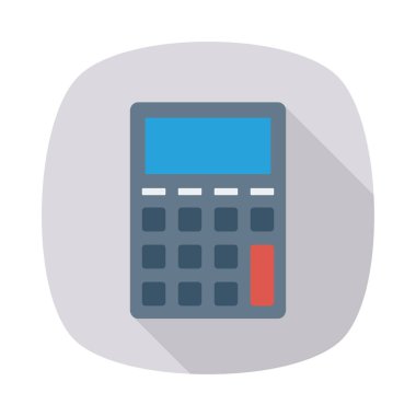 hesap makinesi düz simgesi beyaz arka plan, vektör, illüstrasyon izole