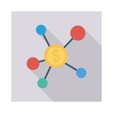 Beyaz arka plan, vektör, illüstrasyon izole Doları para düz simgesi olan ağ bağlantısı