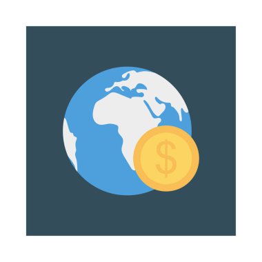 Doları para düz simgesi beyaz arka plan, vektör, illüstrasyon izole toprakla