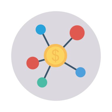 Beyaz arka plan, vektör, illüstrasyon izole Doları para düz simgesi olan ağ bağlantısı
