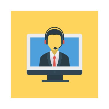 bilgisayar ekran düz simgesi beyaz arka plan, vektör, illüstrasyon izole işveren destek