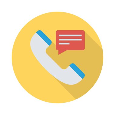 konuşma balonu düz simgesinin izole beyaz arka plan, vektör, illüstrasyon, arama kavramı ile alıcı  