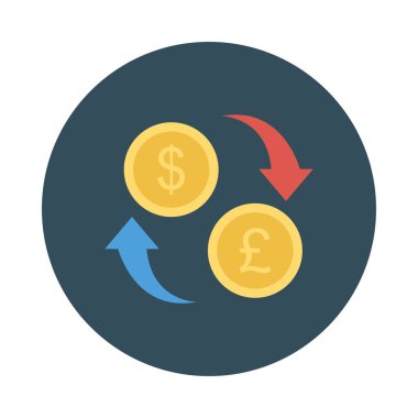 okları ile dolar ve Sterlini sikke simge izole beyaz arka plan, vektör, illüstrasyon, Döviz Alım Satım kavramı üzerinde düz 