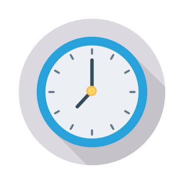 Beyaz arka plan, vektör, illüstrasyon izole saat düz simgesi