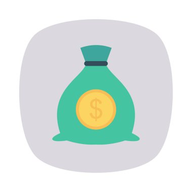 para çantasını doları sembolü düz simgesi beyaz arka plan, vektör, illüstrasyon izole