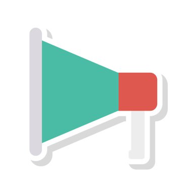 megafon düz simgesi izole beyaz arka plan, vektör, illüstrasyon, kavram 