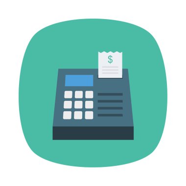 Beyaz arka plan, vektör, illüstrasyon izole ödeme terminal düz simgesi