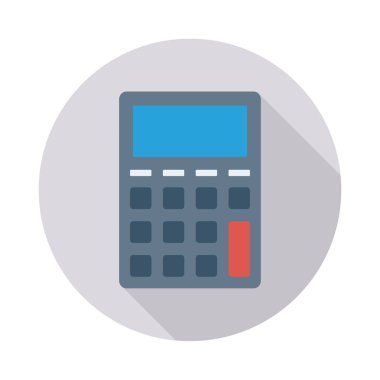 hesap makinesi düz simgesi beyaz arka plan, vektör, illüstrasyon izole